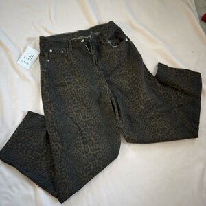 Women's Wideleg Jeans - Dark Brown Leopard Print